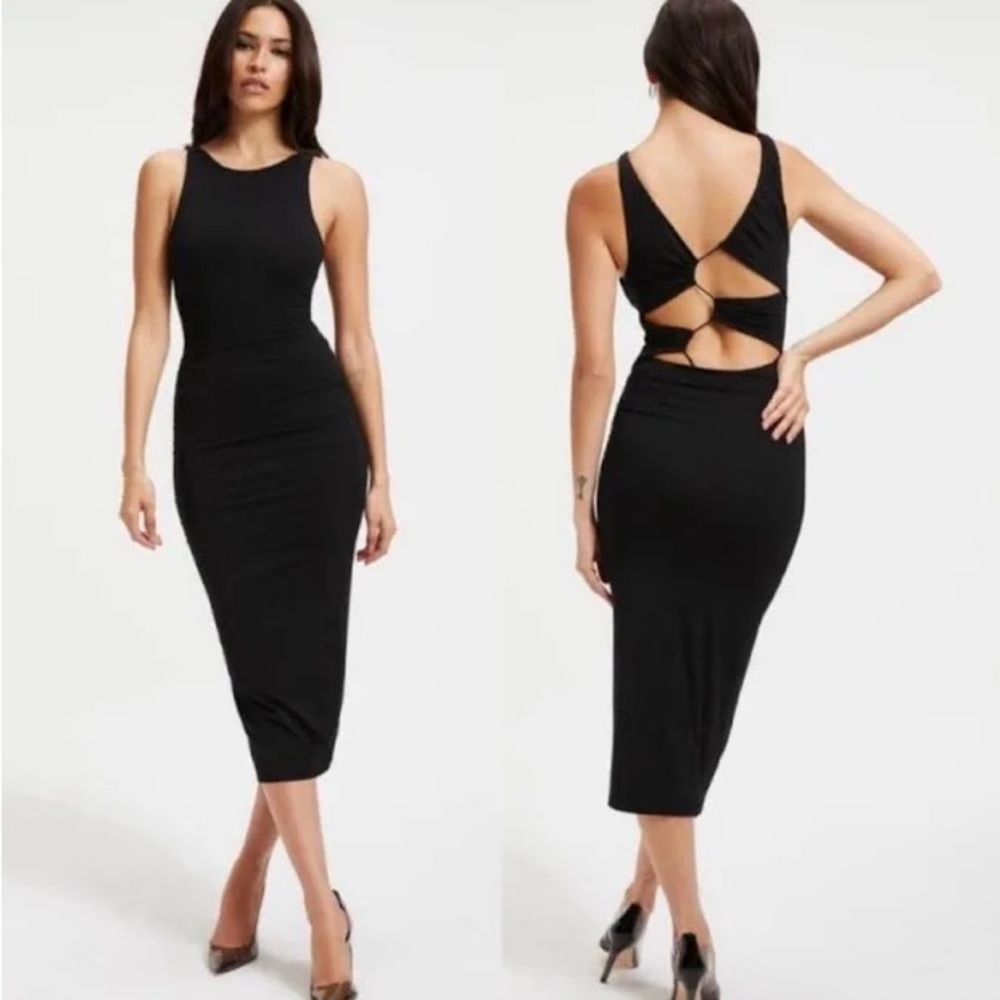 Sexy Little Black Dress - Good American Good Touch Plunge Midi-Dress
